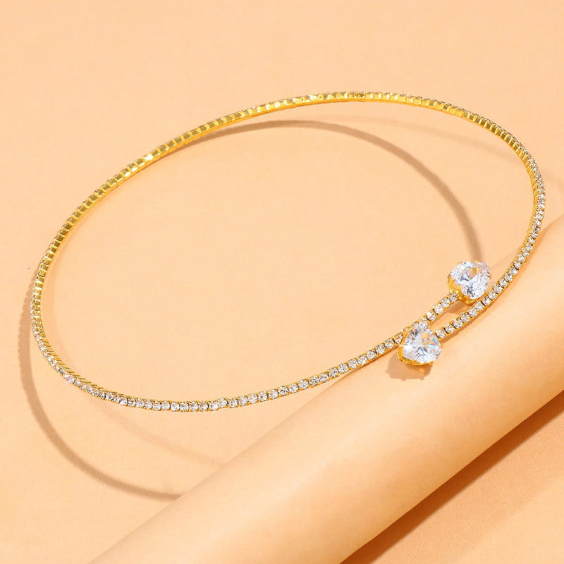 Silver & Gold Celeste Double Diamond Choker