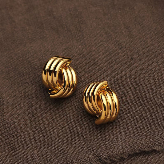 Glossy Three-Layer Knot Earrings