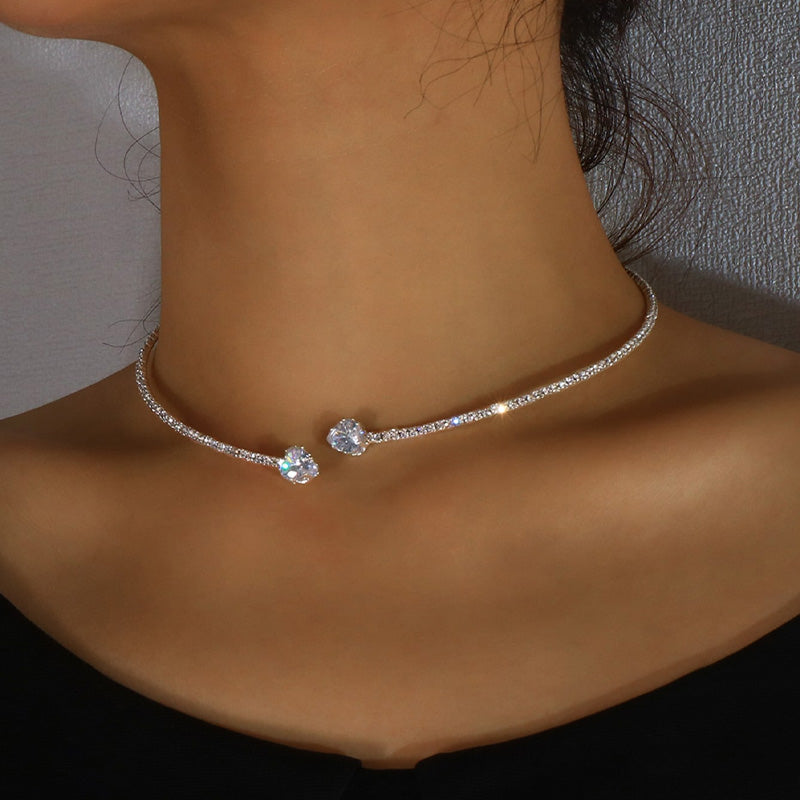 Silver & Gold Celeste Double Diamond Choker